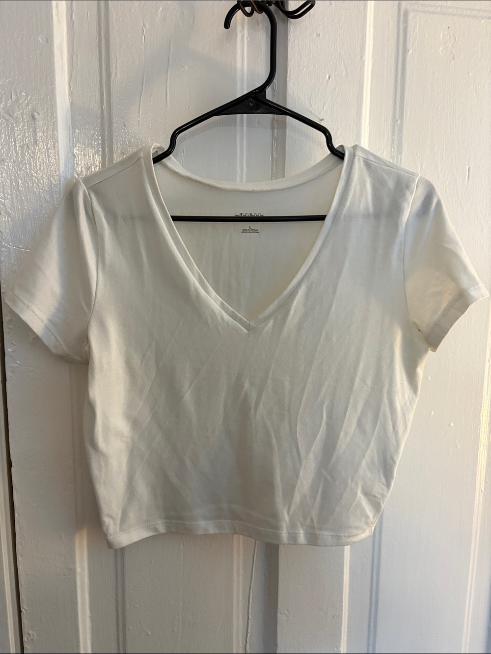 wild fable White V-Neck Crop Top
